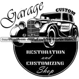 Garage Custom Restoration And Customizing Shop Quote Logo Design Element Mechanic Engine Auto Repair Automotive Service Car Truck Motorcycle Technician Garage Shop Vehicle Maintenance Company Business Clipart SVG