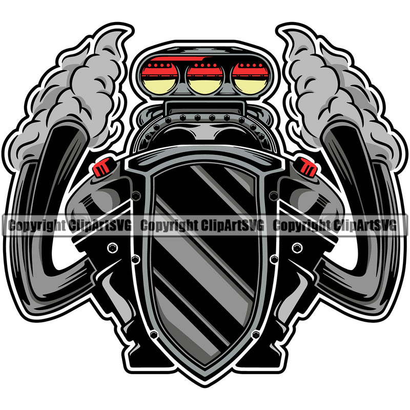 Machine Mechanic Mechanism Engine Hot Rod Car Cylinder Motor Power Automobile Racer Racing Speed Mechanic Engine Auto Repair Automotive Service Car Truck Motorcycle Technician Garage Shop Vehicle Design Element Company Business Logo Clipart SVG