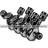 Chrome Piston 8 Cylinder Car Vehicle Auto Part Biker Mechanic Vector Mechanic Engine Auto Repair Automotive Service Car Truck Motorcycle Technician Garage Shop Vehicle Maintenance Design Element Company Business Logo Clipart SVG