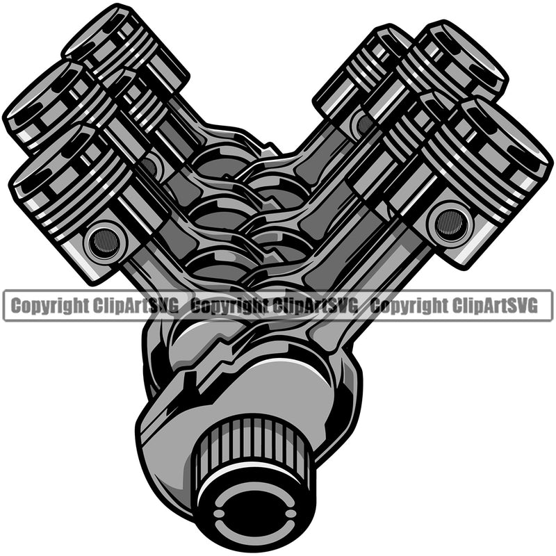 Mechanic Engine Cylinder Pistons Vector Design Element Mechanic Engine Auto Repair Automotive Service Car Truck Motorcycle Technician Garage Shop Vehicle Maintenance Company Business Logo Clipart SVG
