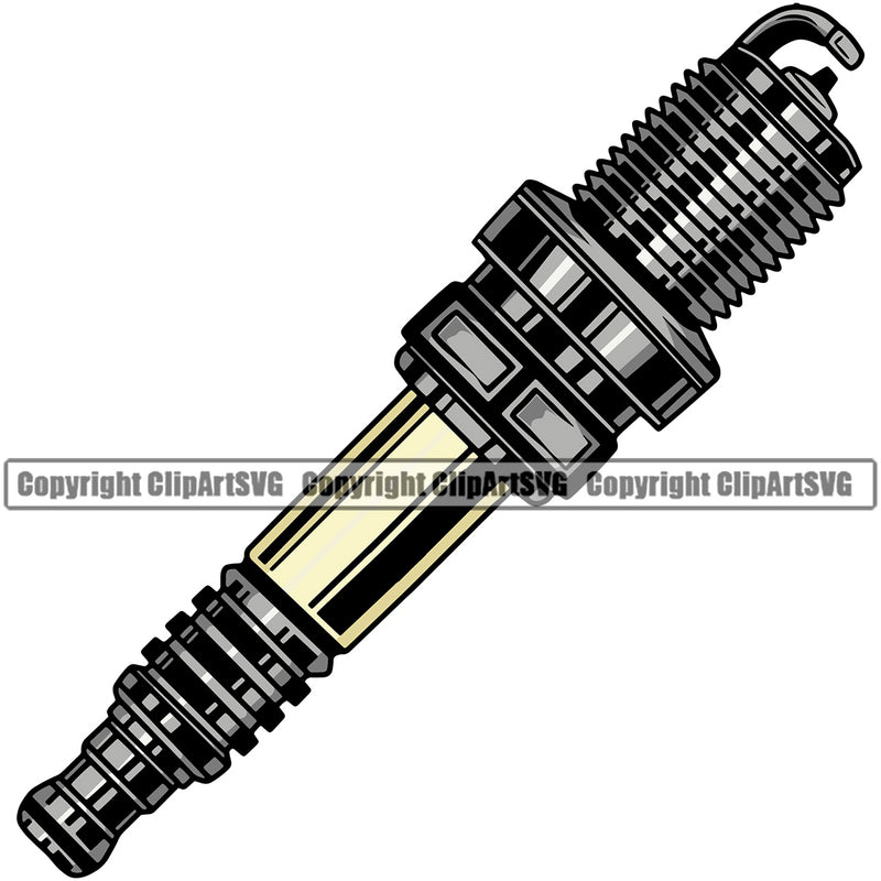 Machin Engine Spark Plug Color Single Design Element Mechanic Engine Auto Repair Automotive Service Car Truck Motorcycle Technician Garage Shop Vehicle Maintenance Company Business Logo Clipart SVG