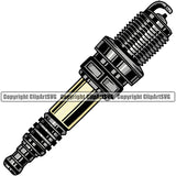 Machin Engine Spark Plug Color Single Design Element Mechanic Engine Auto Repair Automotive Service Car Truck Motorcycle Technician Garage Shop Vehicle Maintenance Company Business Logo Clipart SVG