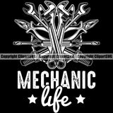 Mechanic Life Quote Tools Accessories Vector Design Element Black Background Mechanic Engine Auto Repair Automotive Service Car Truck Motorcycle Technician Garage Shop Vehicle Maintenance Design Element Company Business Logo Clipart SVG