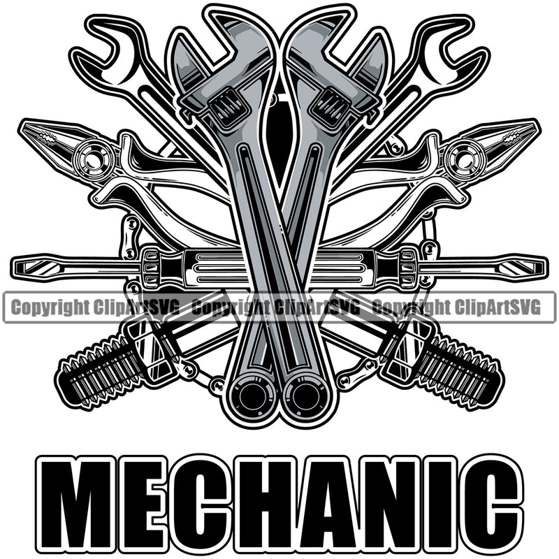 Mechanic Quote Text Engine Accessories Design Element White Background Auto Repair Automotive Service Car Truck Motorcycle Technician Garage Shop Vehicle Maintenance Company Business Logo Clipart SVG