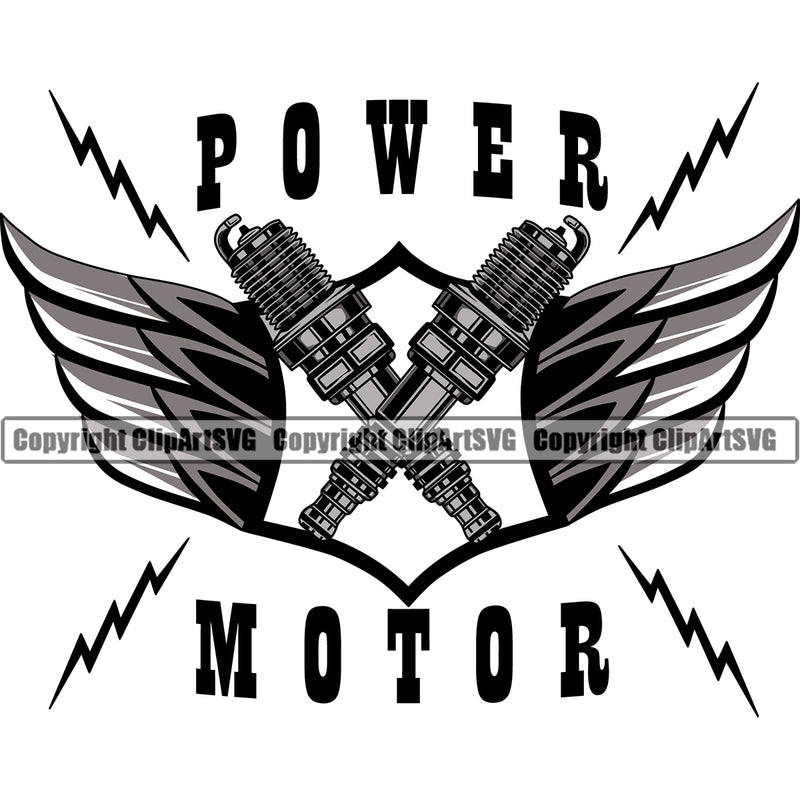 Power Motor Quote Text Mechanic Logo Custom Hot Rod Piston Auto Car Biker Service Car Truck Motorcycle Technician Garage Shop Vehicle Maintenance Design Element Company Business Logo Clipart SVG
