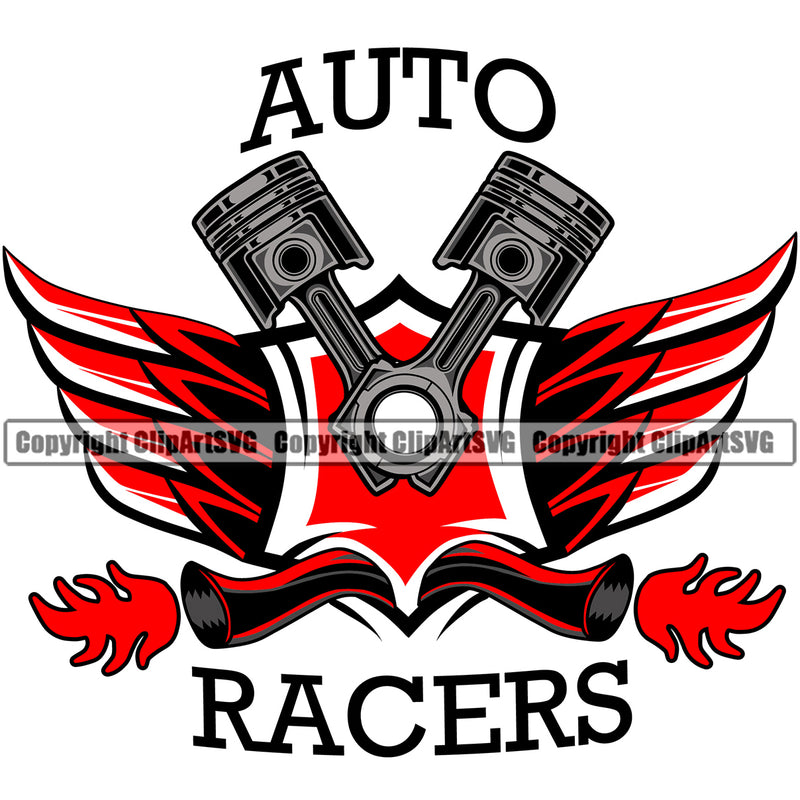 Auto Racers Quote Color Wings Vector Design Element Mechanic Engine Auto Repair Automotive Service Car Truck Motorcycle Technician Garage Shop Vehicle Maintenance Company Business Logo Clipart SVG