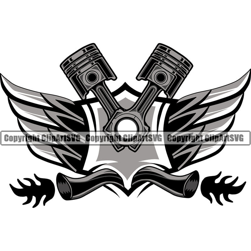 Piston Wings Logo Vector Design Element Mechanic Engine Auto Repair Automotive Service Car Truck Motorcycle Technician Garage Shop Vehicle Maintenance Company Business Logo Clipart SVG