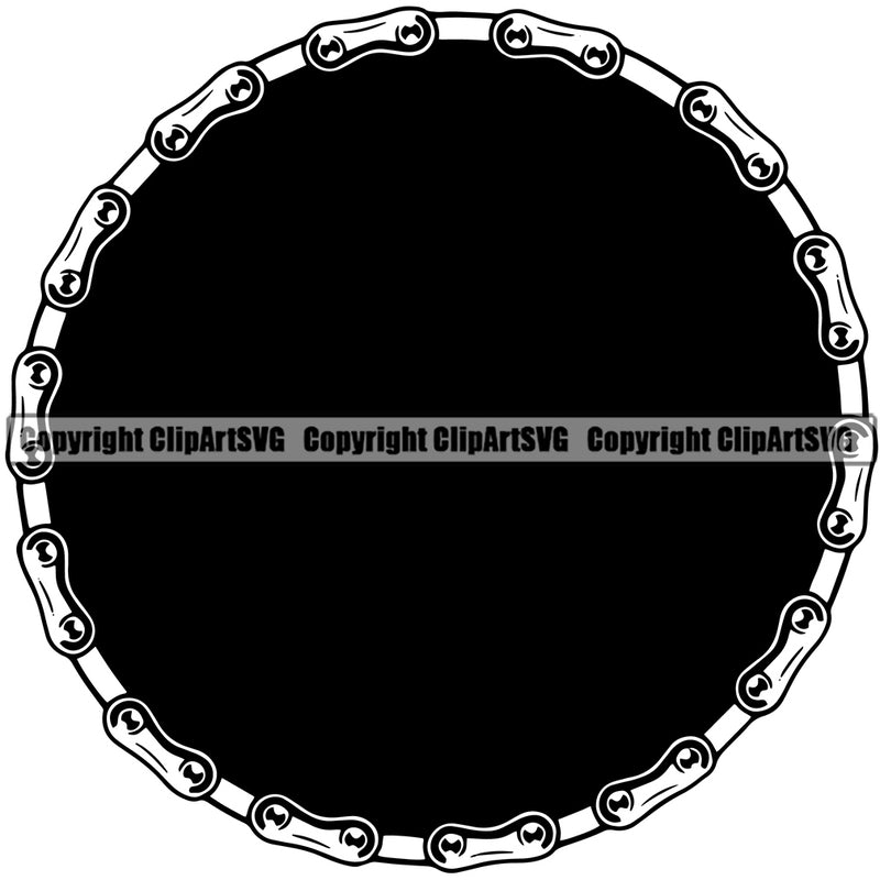 Piston Chain Circle Black Color Design Element Mechanic Engine Auto Repair Automotive Service Car Truck Motorcycle Technician Garage Shop Vehicle Maintenance Company Business Logo Clipart SVG