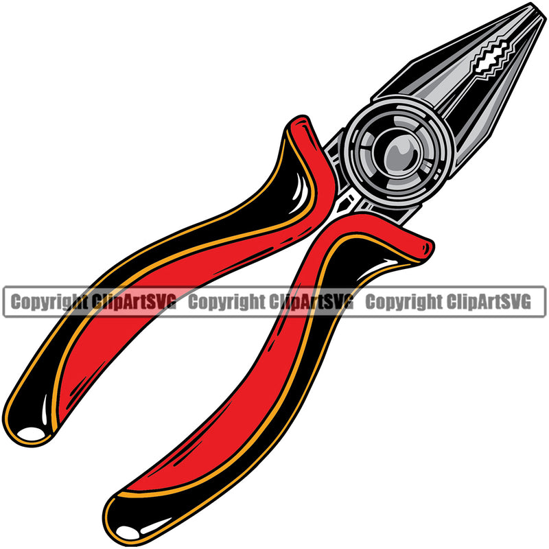 Mechanic Pliers Color White Background Vector Engine Auto Repair Automotive Service Car Truck Motorcycle Technician Garage Shop Vehicle Maintenance Design Element Company Business Logo Clipart SVG