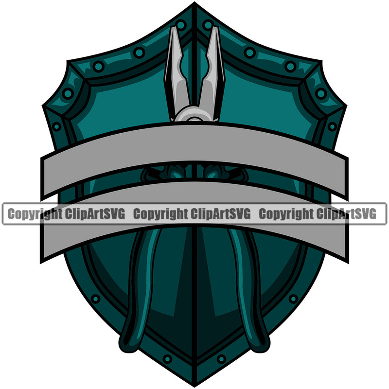 Pliers Shield Color Logo Vector Design Element Mechanic Engine Auto Repair Automotive Service Car Truck Motorcycle Technician Garage Shop Vehicle Maintenance Company Business Logo Clipart SVG