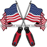 Screwdriver Flag Crossed Design Element White Background Mechanic Engine Auto Repair Automotive Service Car Truck Motorcycle Technician Garage Shop Vehicle Maintenance Company Business Logo Clipart SVG