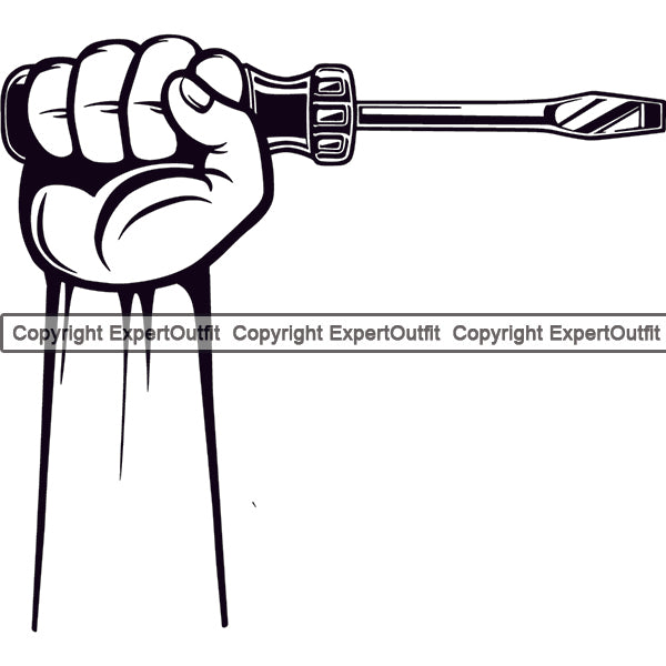 Mechanic Hand Holding Screwdriver Vector Design Element Engine Auto Repair Automotive Service Car Truck Motorcycle Technician Garage Shop Vehicle Maintenance Company Business Logo Clipart SVG