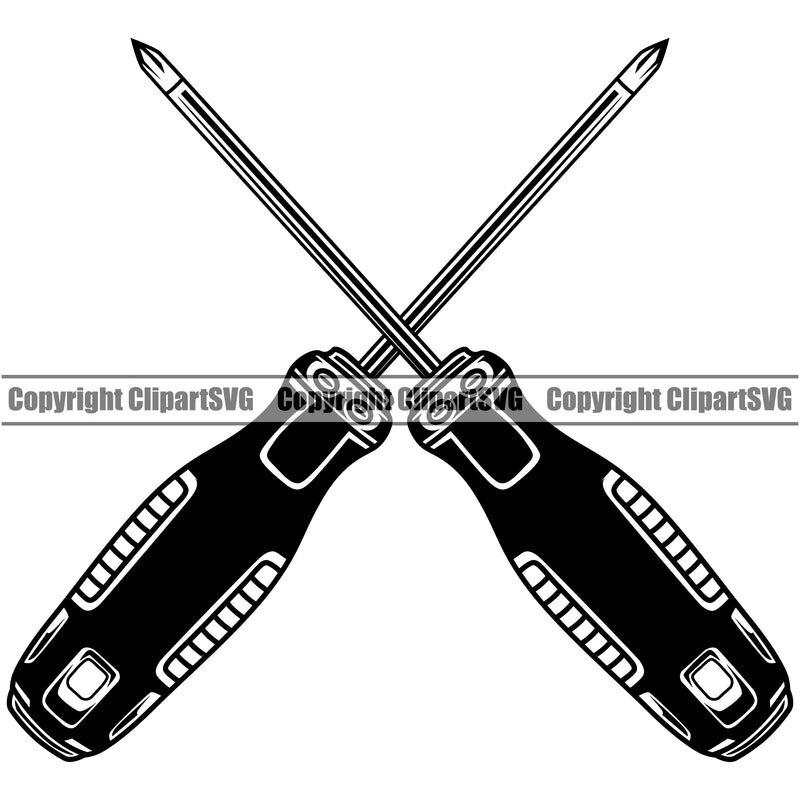 Screwdrivers Crossed Vector Design Element Mechanic Engine Auto Repair Automotive Service Car Truck Motorcycle Technician Garage Shop Vehicle Maintenance Company Business Logo Clipart SVG