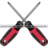 Screwdrivers Crossed Color Handel Vector Design Element Mechanic Engine Auto Repair Automotive Service Car Truck Motorcycle Technician Garage Shop Vehicle Maintenance Company Business Logo Clipart SVG