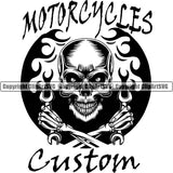 Motorcycles Custom Quote Skull Skeleton Hand Holding Smoke Logo Design Element Mechanic Engine Auto Repair Automotive Service Car Truck Technician Garage Shop Vehicle Maintenance Company Business Logo Clipart SVG