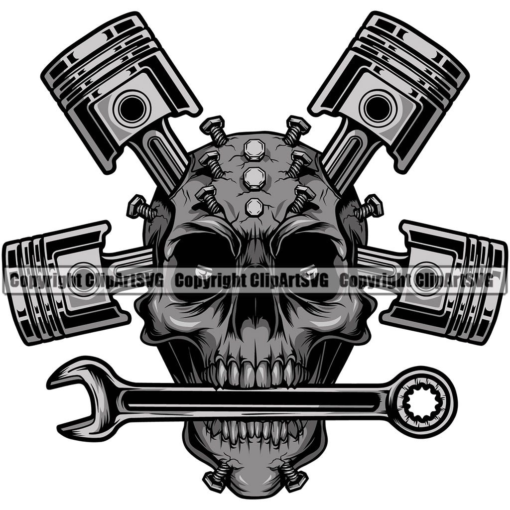 Wrench Piston Spark Plug Skull Car Motor Repair Vector Stock Illustration -  Illustration of wrench, vintage: 162097222