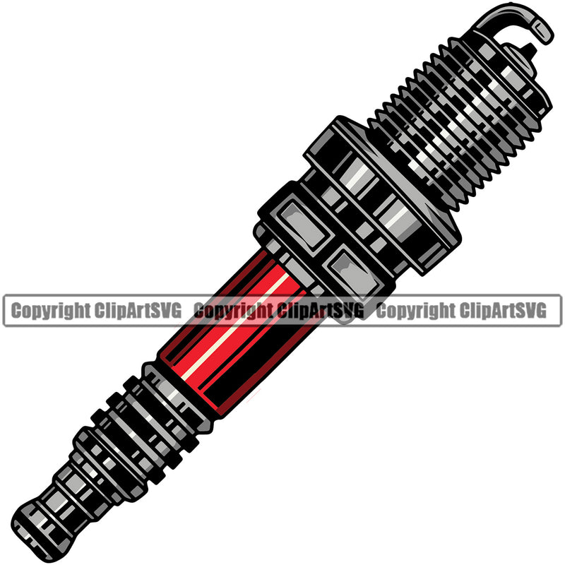 Engine Spark Plug Vector Color Design Element Mechanic Auto Repair Automotive Service Car Truck Motorcycle Technician Garage Shop Vehicle Maintenance Company Business Logo Clipart SVG