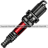 Engine Spark Plug Vector Color Design Element Mechanic Auto Repair Automotive Service Car Truck Motorcycle Technician Garage Shop Vehicle Maintenance Company Business Logo Clipart SVG