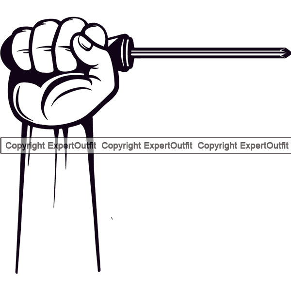Mechanic Tool Hand Holding Screwdriver Vector Design Element Engine Auto Repair Automotive Service Car Truck Motorcycle Technician Garage Shop Vehicle Maintenance Company Business Logo Clipart SVG