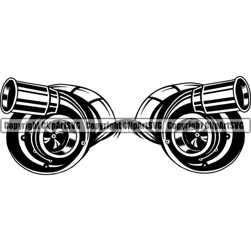 Turbo Charger Horns Vector Design Element Mechanic Engine Auto Repair Automotive Service Car Truck Motorcycle Technician Garage Shop Vehicle Maintenance Design Element Company Business Logo Clipart SVG