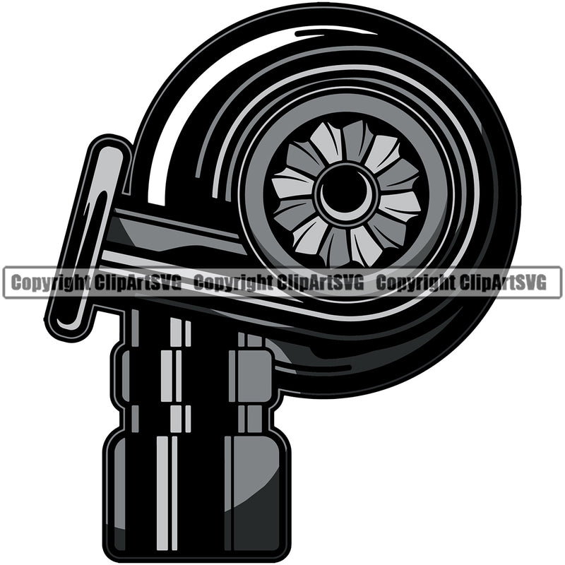 Machin Turbo Charger Vector Design Element Mechanic Engine Auto Repair Automotive Service Car Truck Motorcycle Technician Garage Shop Vehicle Maintenance Company Business Logo Clipart SVG