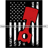 Piston On USA Flag United State Vector Design Element Mechanic Engine Auto Repair Automotive Service Car Truck Motorcycle Technician Garage Shop Vehicle Maintenance Company Business Logo Clipart SVG