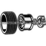 Rim Tires Wheel Vector Design Element Mechanic Engine Auto Repair Automotive Service Car Truck Motorcycle Technician Garage Shop Vehicle Maintenance Company Business Logo Clipart SVG