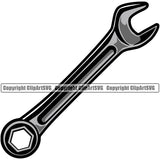 Single Wrench White Background Design Element Mechanic Engine Auto Repair Automotive Service Car Truck Motorcycle Technician Garage Shop Vehicle Maintenance Company Business Logo Clipart SVG