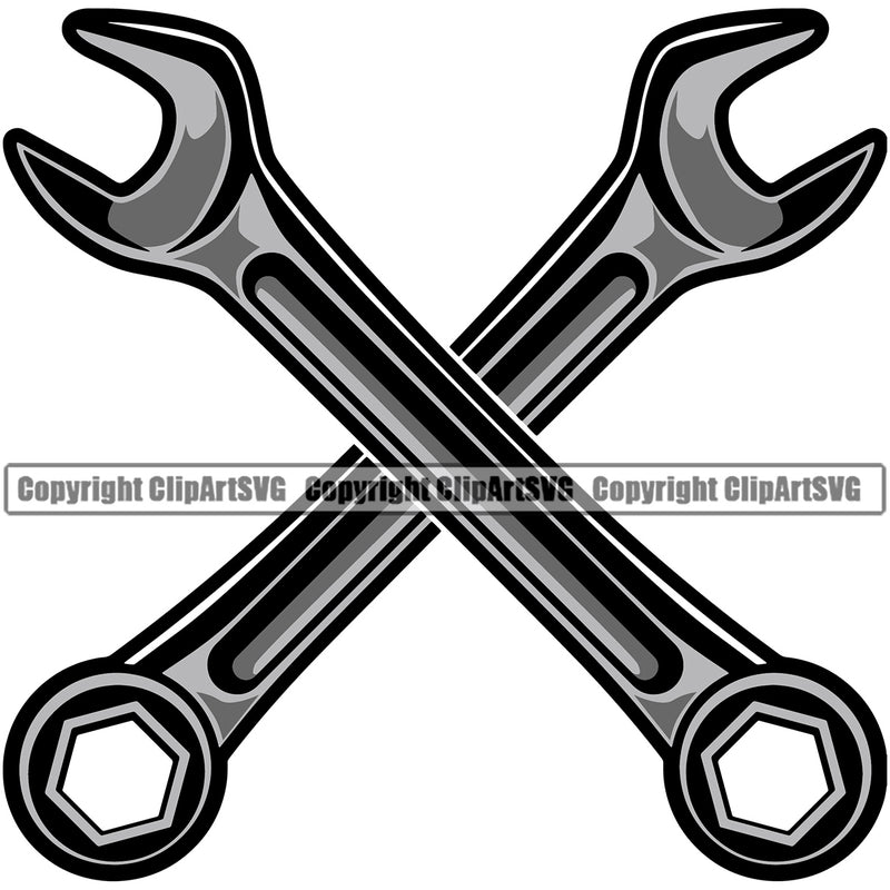 Wrench Crossed Mechanic Tool Vector Design Element Engine Auto Repair Automotive Service Car Truck Motorcycle Technician Garage Shop Vehicle Maintenance Company Business Logo Clipart SVG