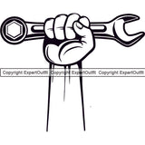 Mechanic Hand Holding Wrench Vector Design Element Engine Auto Repair Automotive Service Car Truck Motorcycle Technician Garage Shop Vehicle Maintenance Company Business Logo Clipart SVG