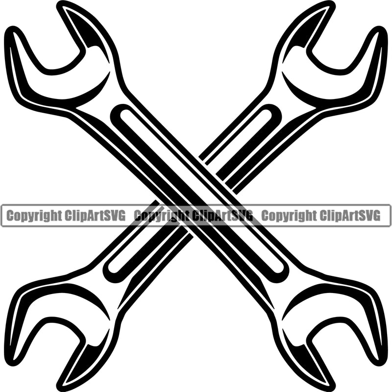 Wrench Crossed White Background Vector Design Element Mechanic Engine Auto Repair Automotive Service Car Truck Motorcycle Technician Garage Shop Vehicle Maintenance Company Business Logo Clipart SVG
