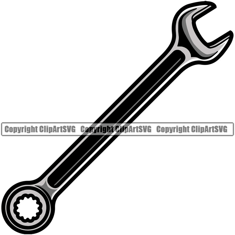 Wrench Single Victor White Background Design Element Mechanic Engine Auto Repair Automotive Service Car Truck Motorcycle Technician Garage Shop Vehicle Maintenance Company Business Logo Clipart SVG