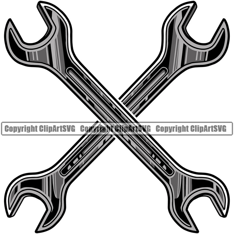 Wrench Crossed Vector Design Element Mechanic Engine Auto Repair Automotive Service Car Truck Motorcycle Technician Garage Shop Vehicle Maintenance Company Business Logo Clipart SVG
