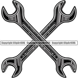 Wrench Crossed Vector Design Element Mechanic Engine Auto Repair Automotive Service Car Truck Motorcycle Technician Garage Shop Vehicle Maintenance Company Business Logo Clipart SVG