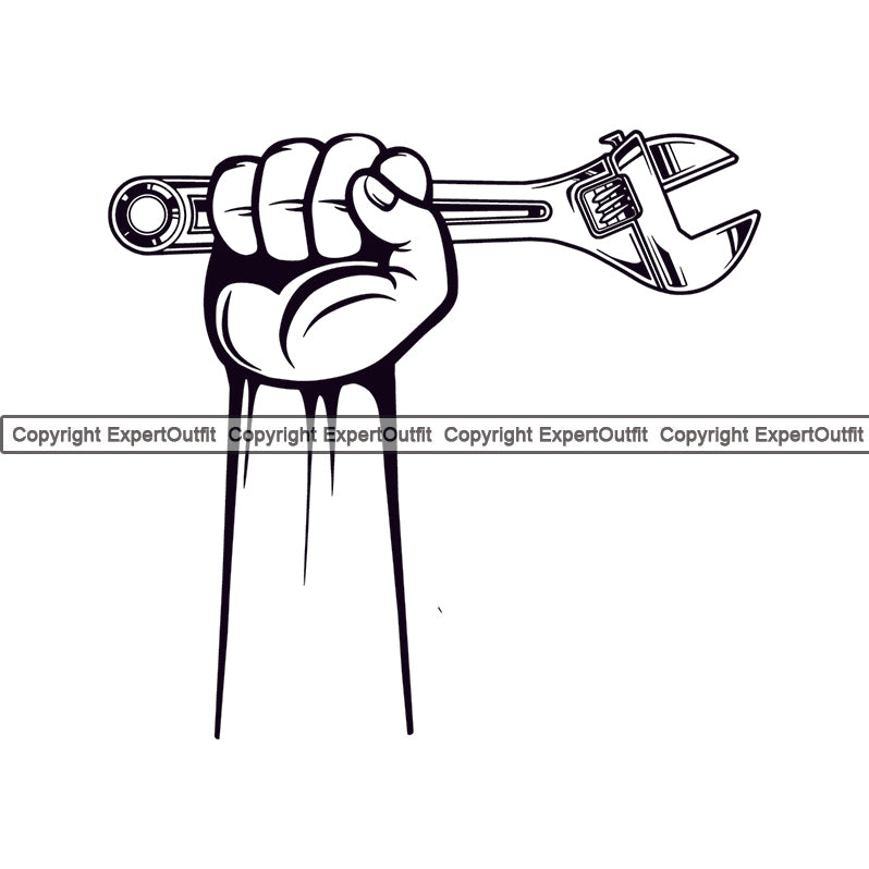 Hand Holding Wrench Adjustment Vector Mechanic Engine Auto Repair Automotive Service Car Truck Motorcycle Technician Garage Shop Vehicle Maintenance Design Element Company Business Logo Clipart SVG