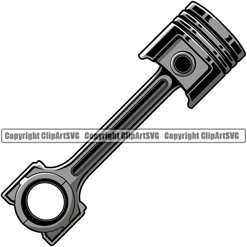 Piston Single Design Element White Background Mechanic Engine Auto Repair Automotive Service Car Truck Motorcycle Technician Garage Shop Vehicle Maintenance Company Business Logo Clipart SVG