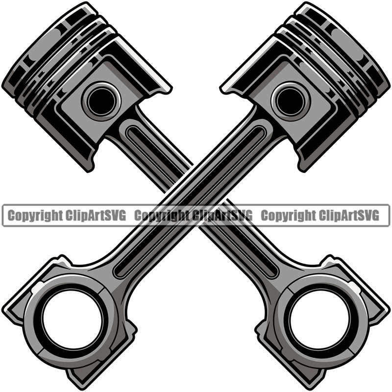 Crossed Piston Design Element Mechanic Engine Auto Repair Automotive Service Car Truck Motorcycle Technician Garage Shop Vehicle Maintenance Design Element Company Business Logo Clipart SVG