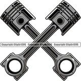 Crossed Piston Design Element Mechanic Engine Auto Repair Automotive Service Car Truck Motorcycle Technician Garage Shop Vehicle Maintenance Design Element Company Business Logo Clipart SVG