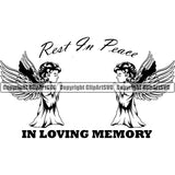 Rest In Peace In Loving Memory Quote Baby Angle Praying Mortuary Science Funeral Burial Service Die Pass Away Cremate Cremation Death Morgue Autopsy Dead Body Corpse Cadaver Health Horror Design Logo Clipart SVG