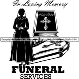 In Loving Memory Funeral Services Quote Girl Silhouette Design Element Mortuary Science Funeral Burial Service Die Pass Away Cremate Cremation Death Morgue Autopsy Dead Body Corpse Cadaver Health Horror Design Logo Clipart SVG