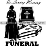 In Loving Memory Funeral Quote Silhouette Girl Design Element Mortuary Science Funeral Burial Service Die Pass Away Cremate Cremation Death Morgue Autopsy Dead Body Corpse Cadaver Health Horror Design Logo Clipart SVG