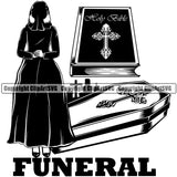 Funeral Quote Silhouette Girl Standing Mortuary Science Funeral Burial Service Die Pass Away Cremate Cremation Death Morgue Autopsy Dead Body Corpse Cadaver Health Horror Design Logo Clipart SVG