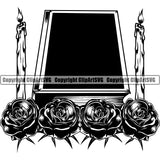 Mortuary Bible Roses Candle Logo Design Element Science Funeral Burial Service Die Pass Away Cremate Cremation Death Morgue Autopsy Dead Body Corpse Cadaver Health Horror Design Logo Clipart SVG