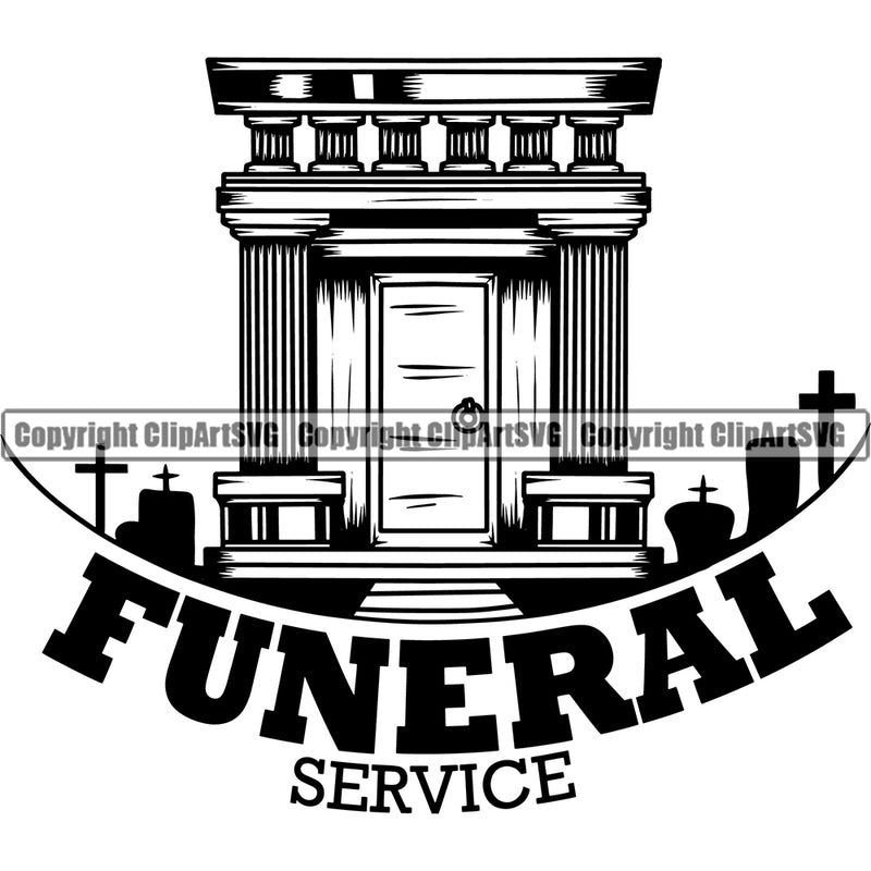 Funeral Service Quote Mortuary Funeral Home Logo Vector Design Element Science Funeral Burial Service Die Pass Away Cremate Cremation Death Morgue Autopsy Dead Body Corpse Cadaver Health Horror Design Logo Clipart SVG