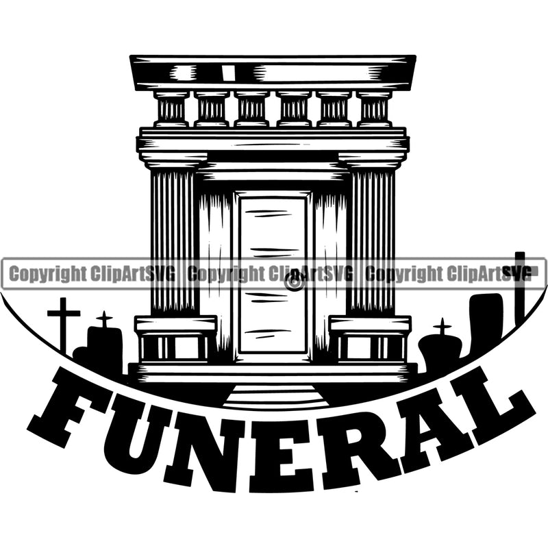 Funeral Quote Mortuary Funeral Home Logo Vector Design Element Science Funeral Burial Service Die Pass Away Cremate Cremation Death Morgue Autopsy Dead Body Corpse Cadaver Health Horror Clipart SVG
