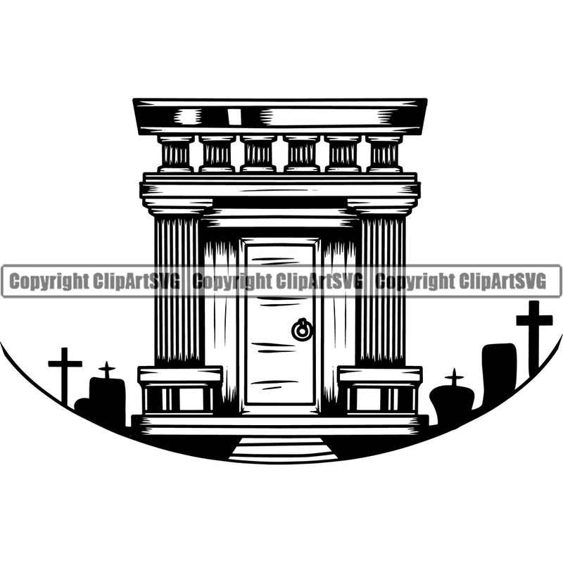 Mortuary Funeral Home Logo Vector Design Element Science Funeral Burial Service Die Pass Away Cremate Cremation Death Morgue Autopsy Dead Body Corpse Cadaver Health Horror Design Logo Clipart SVG