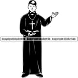 Mortuary Preacher Standing Silhouette Design Element Science Funeral Burial Service Die Pass Away Cremate Cremation Death Morgue Autopsy Dead Body Corpse Cadaver Health Horror Logo Clipart SVG