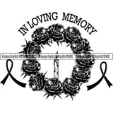 In Loving Memory Quote Mortuary Roses Candle Logo Vector Design Element Science Funeral Burial Service Die Pass Away Cremate Cremation Death Morgue Autopsy Dead Body Corpse Cadaver Health Horror Design Clipart SVG