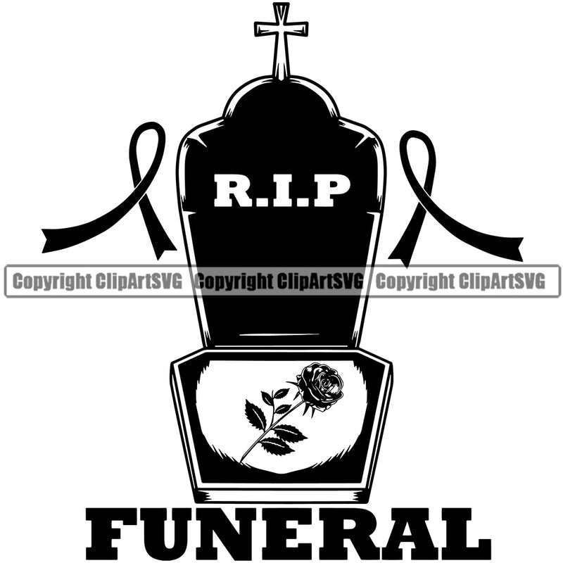 Rip Funeral  Quote Mortuary Tombstone Deign Element Science Funeral Burial Service Die Pass Away Cremate Cremation Death Morgue Autopsy Dead Body Corpse Cadaver Health Horror Logo Clipart SVG