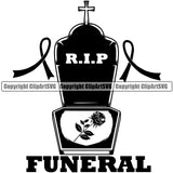 Rip Funeral  Quote Mortuary Tombstone Deign Element Science Funeral Burial Service Die Pass Away Cremate Cremation Death Morgue Autopsy Dead Body Corpse Cadaver Health Horror Logo Clipart SVG